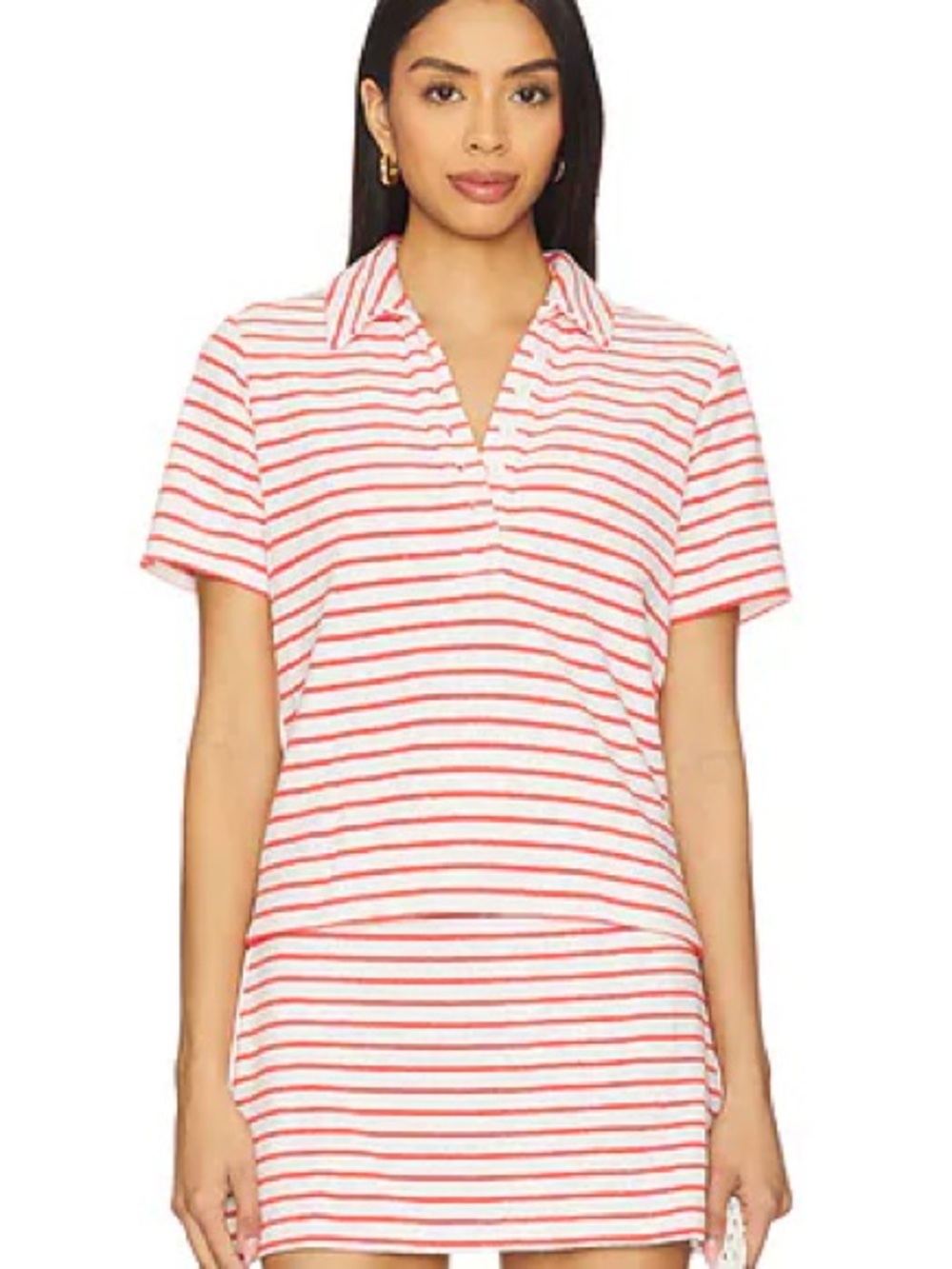 Rails Naveli Court Polo & Hope Skirt Towel Terry Set both XS in Cherry Stripe
